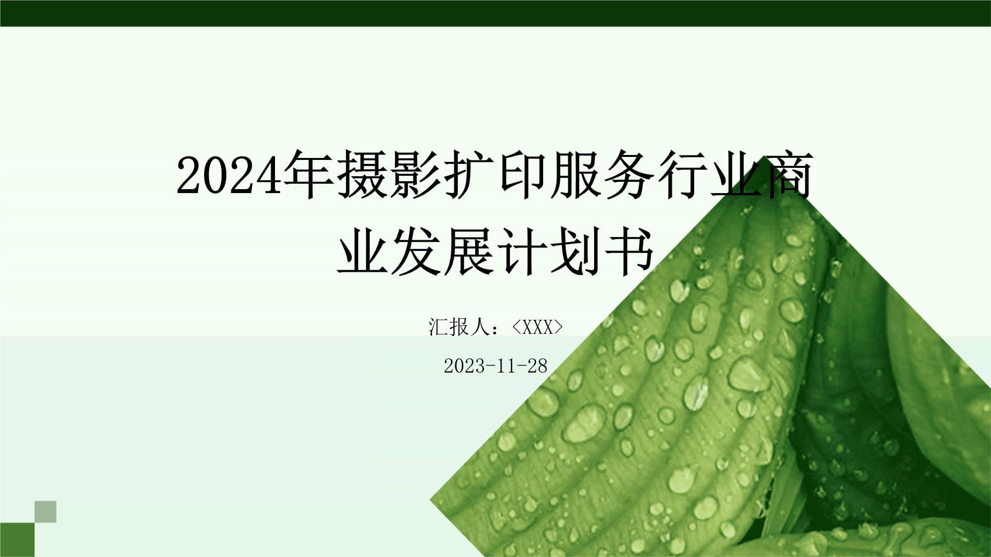 攝影擴印服務行業商業發展計劃書