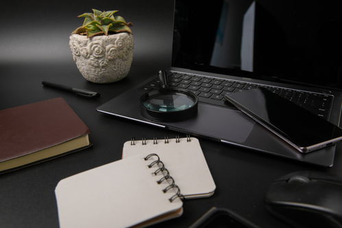 放大鏡便簽本辦公用品商務攝影圖 攝影