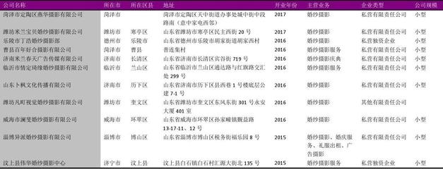 山東省攝影擴印服務行業企業名錄2018版1317家
